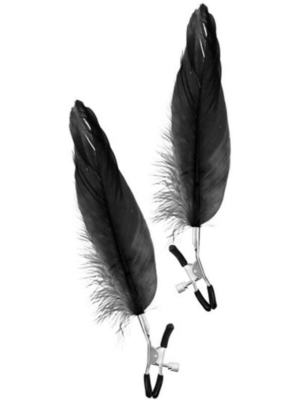 Pinces à seins à vis avec grande plume noire