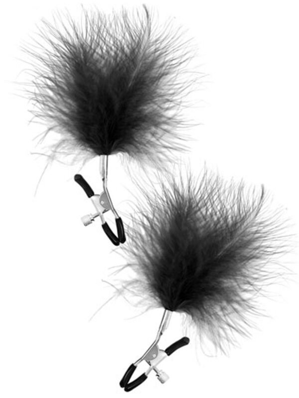 Pinces tétons plumeau noir pression réglable