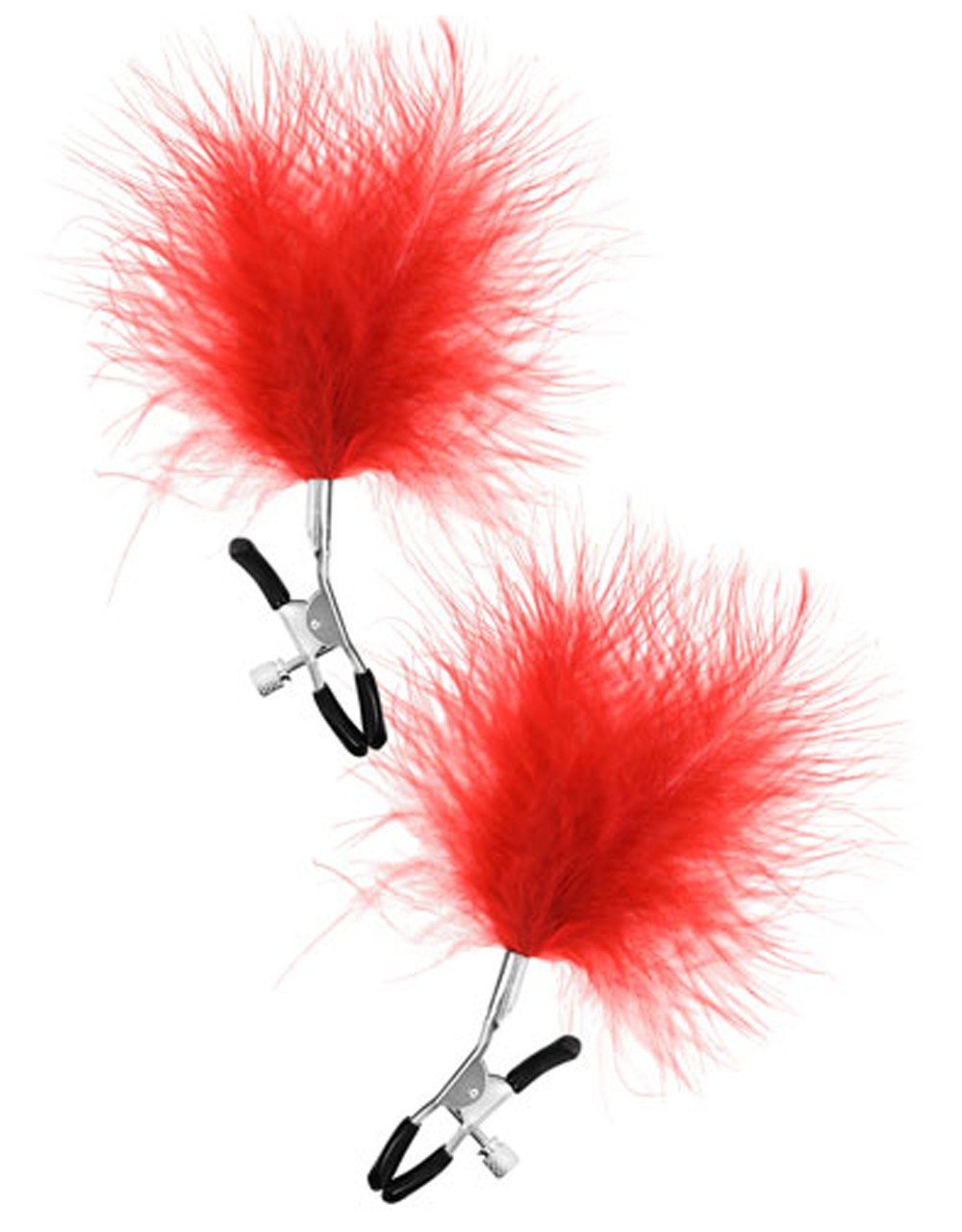 Pinces tétons plumeau rouge pression réglable