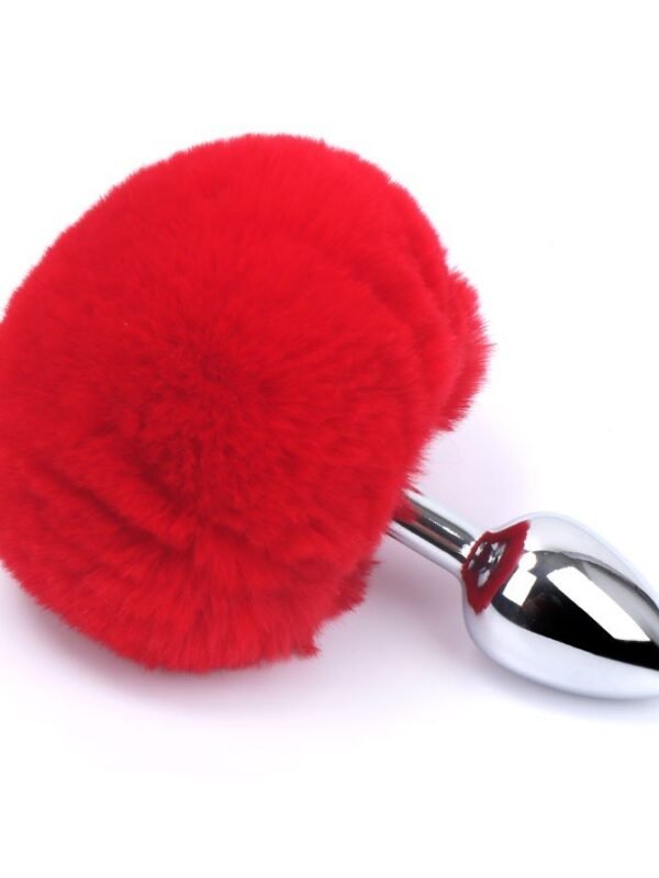 Plug anal pompon rouge en aluminium
