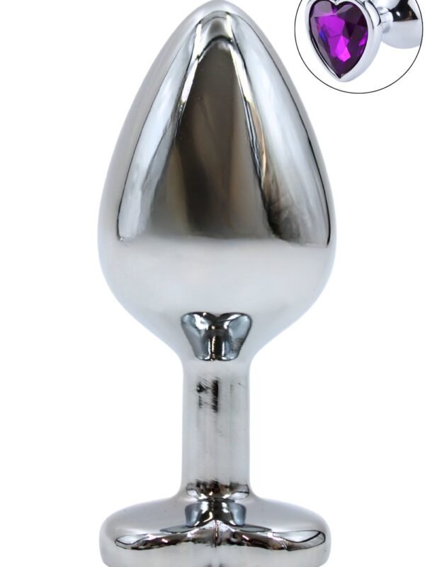 Plug bijou cœur violet taille M
