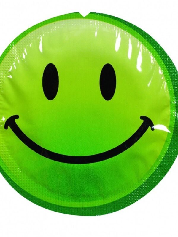 Préservatif lubrifié en latex motif smiley 54 mm