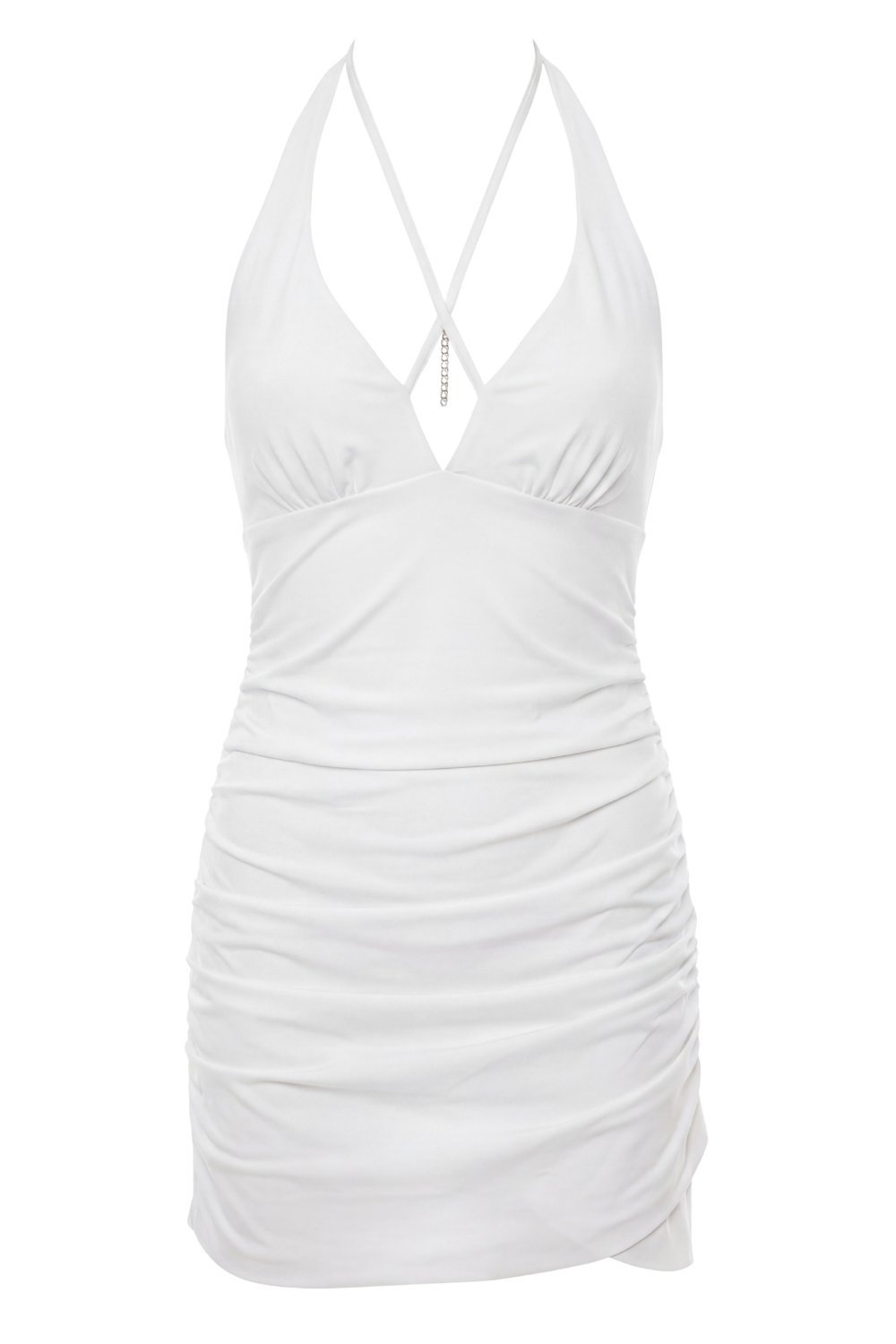 Robe courte sexy blanche à strass