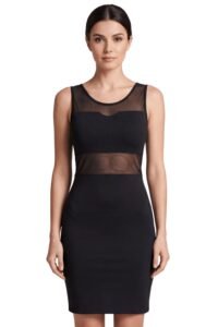 Robe de soirée sexy noire maille transparente