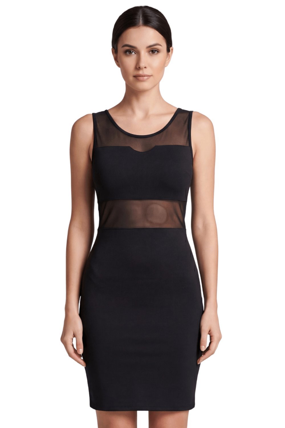 Robe de soirée sexy noire maille transparente