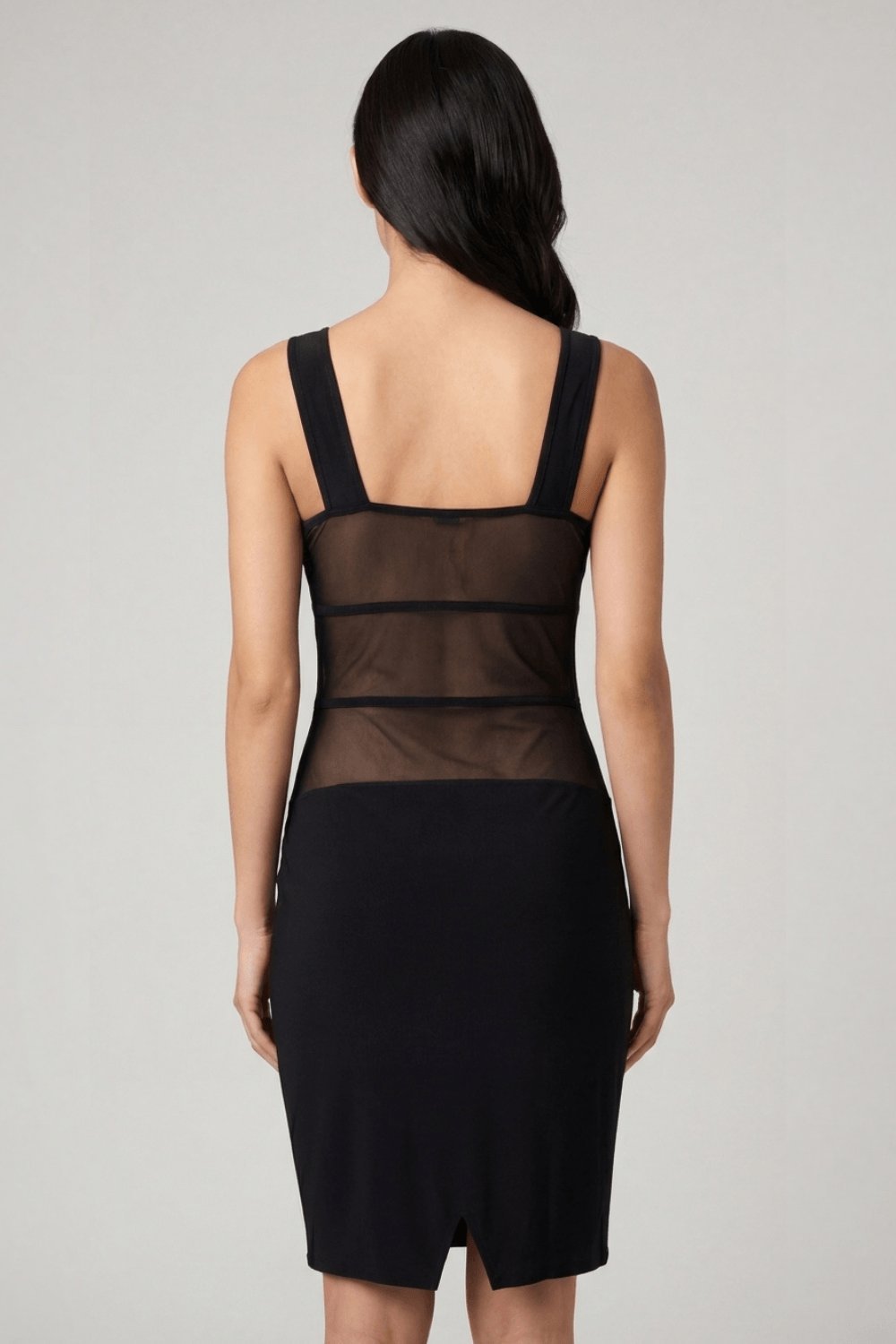 Robe de soirée sexy noire maille transparente