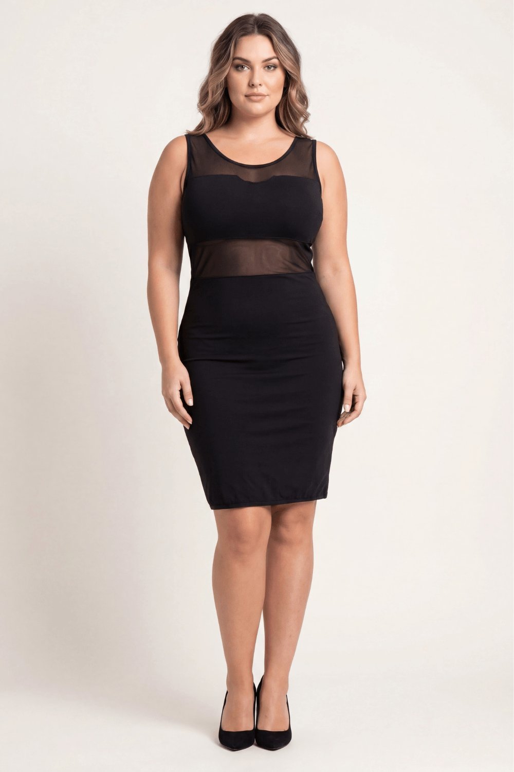 Robe de soirée sexy noire maille transparente