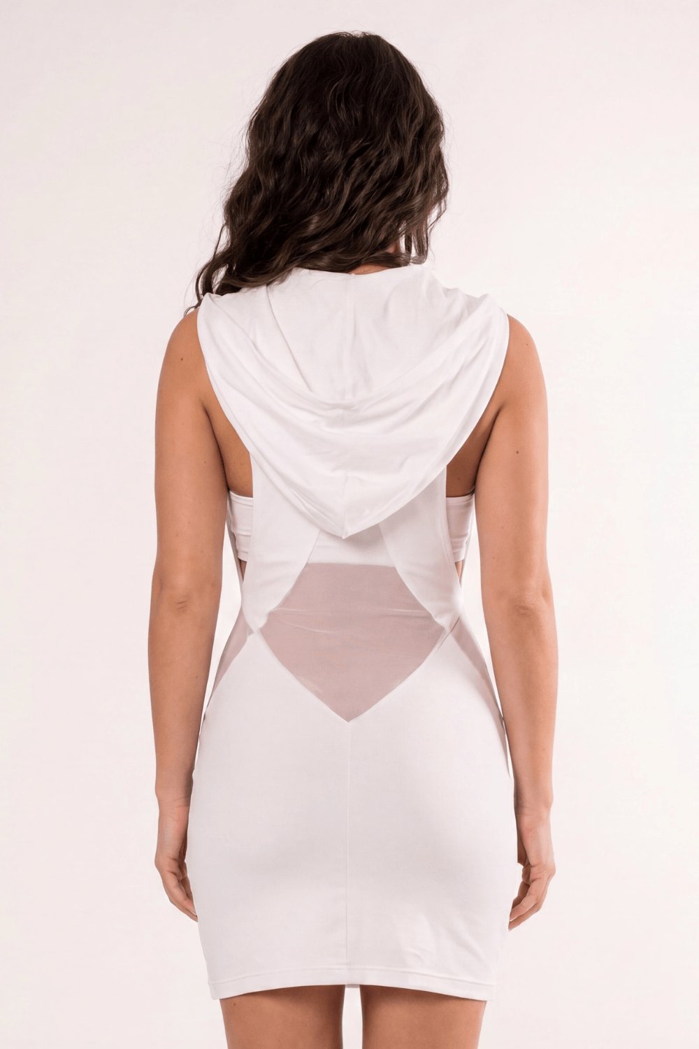 Robe sexy blanche à capuche et bandeau