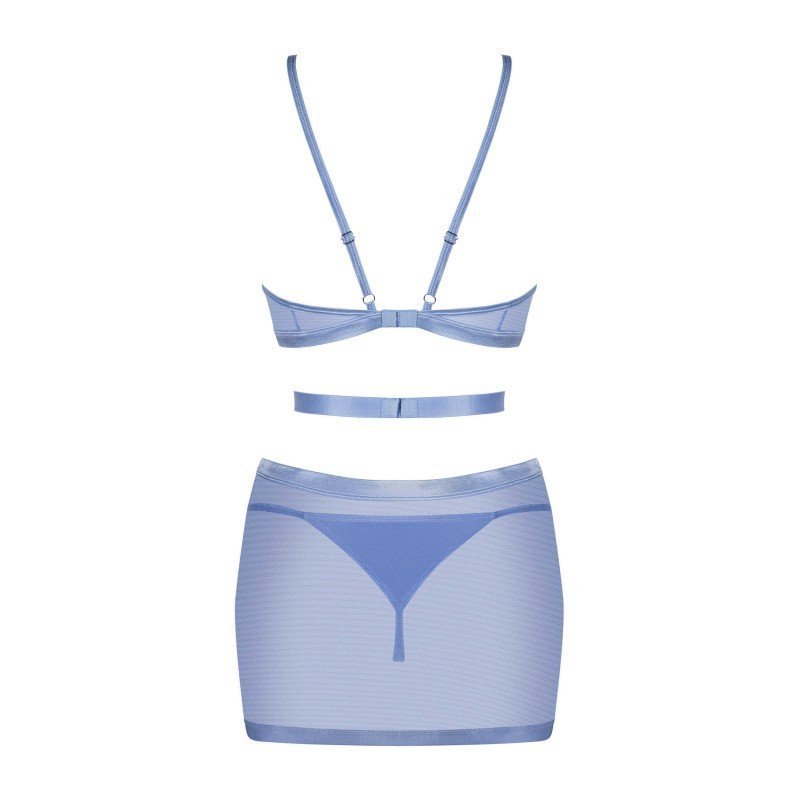 Robe sexy en filet bleu avec string