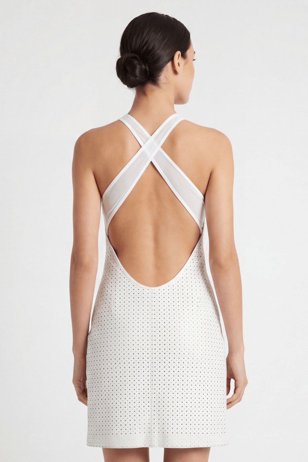 Robe sexy en simili cuir blanc dos nu