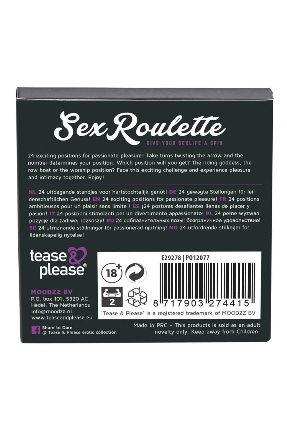Roulette Kamasutra sexy, 24 positions illustrées