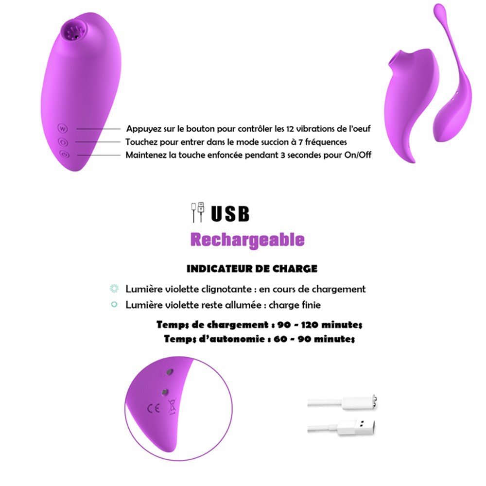 Stimulateur clitoridien et œuf vibrant violet
