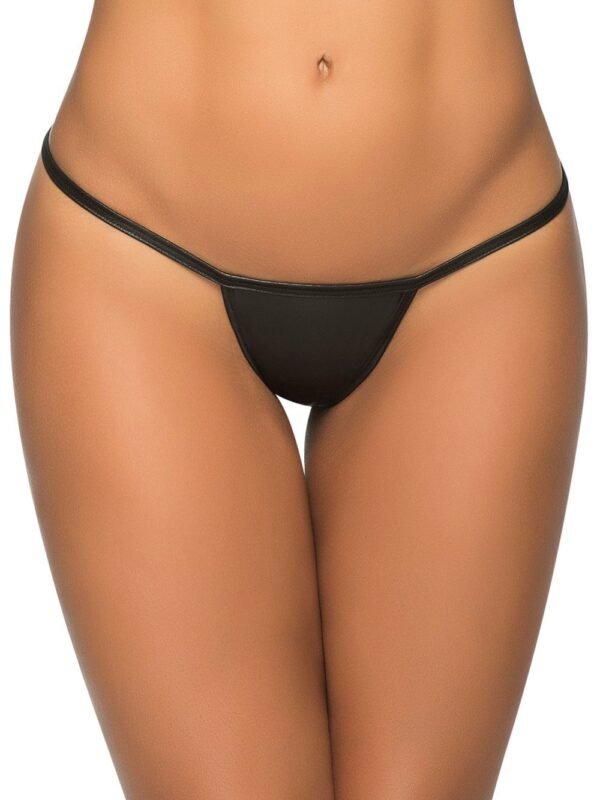 String ficelle sexy noir en Y wetlook