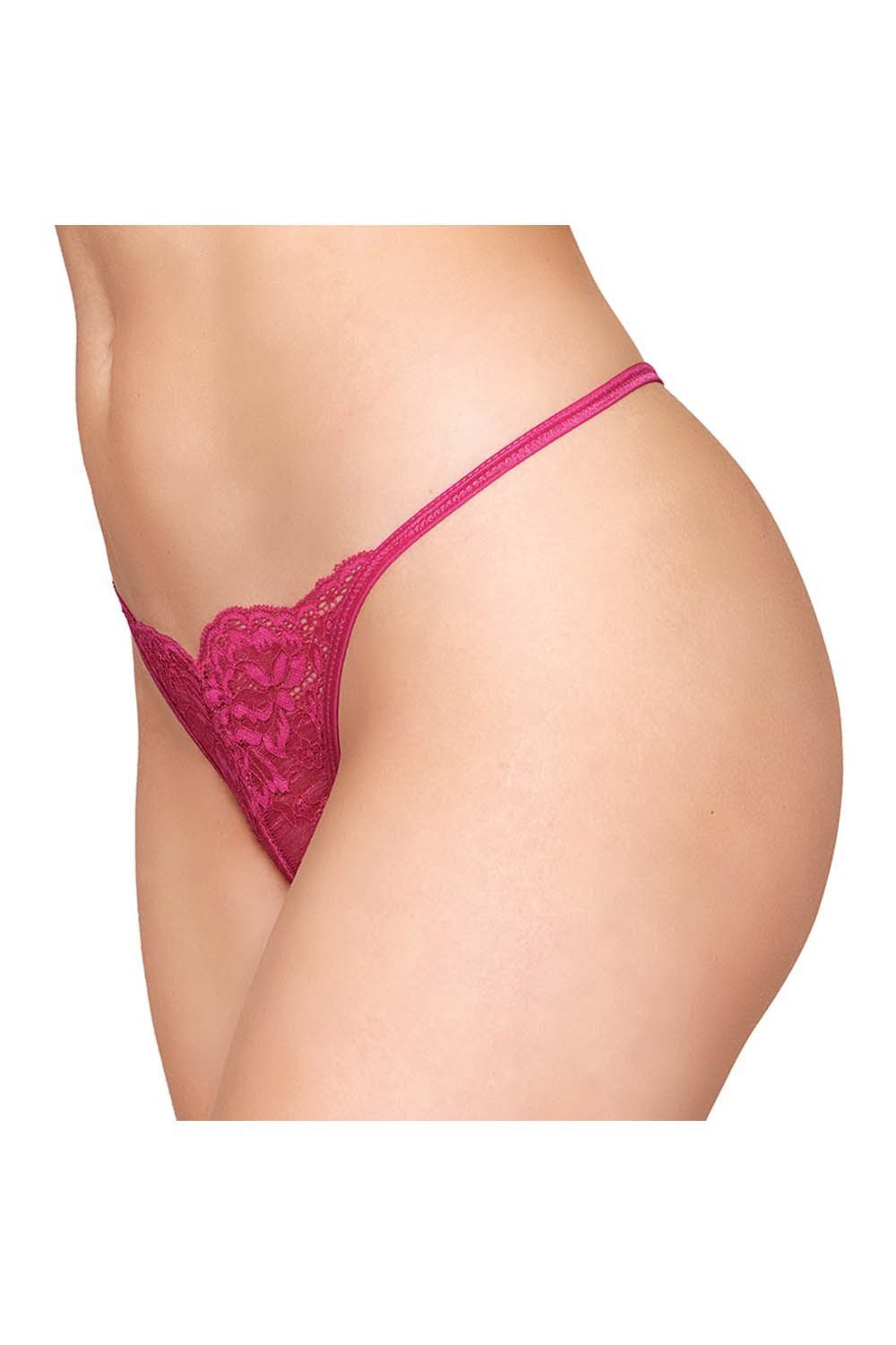 String ficelle sexy rouge à chaîne de strass