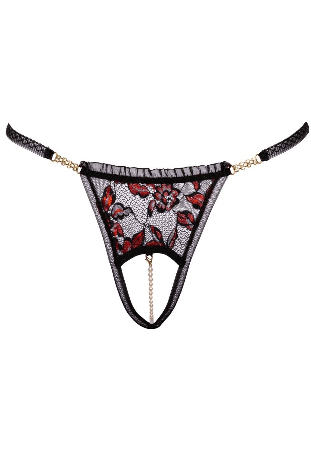String ouvert dentelle bicolore à perles – Cottelli