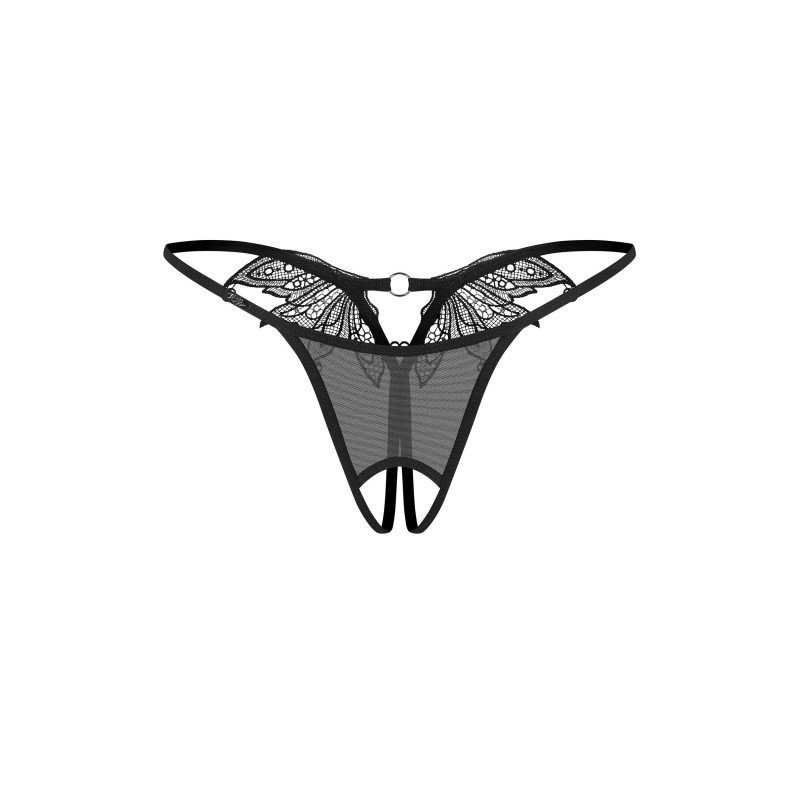 String ouvert sexy en maille et dos dentelle