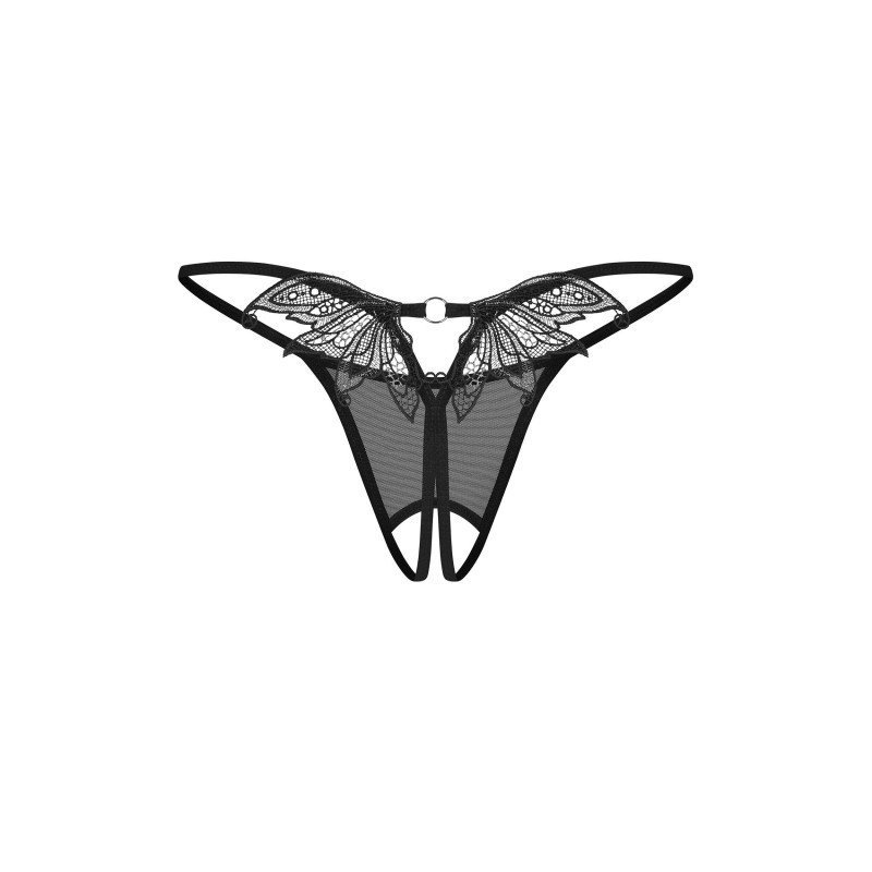 String ouvert sexy en maille et dos dentelle