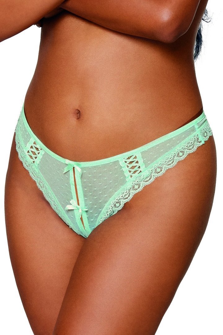 String ouvert sexy vert menthe à laçage