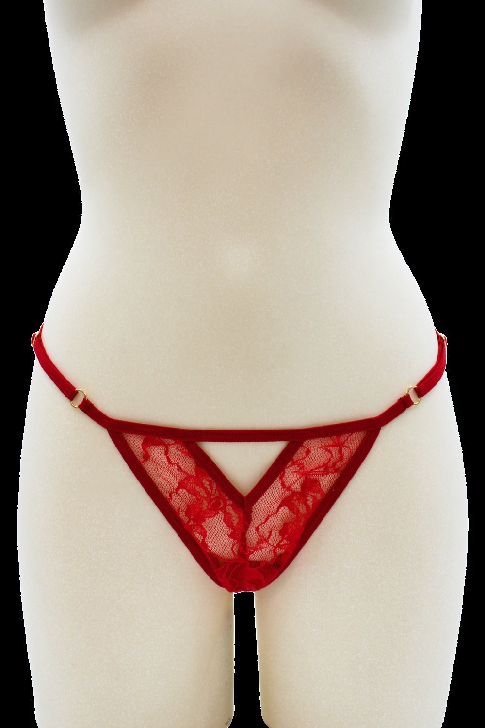 String rouge sexy à bijou perle et strass