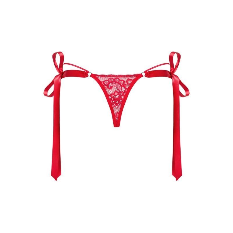 String rouge sexy à rubans sur les hanches