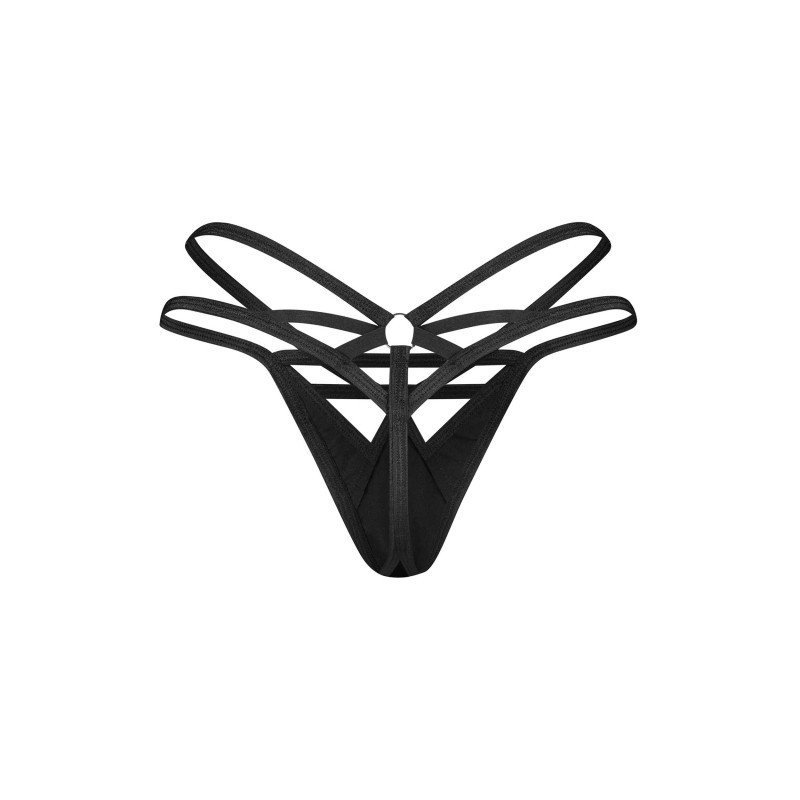 String sexy effet latex à sangles géométriques