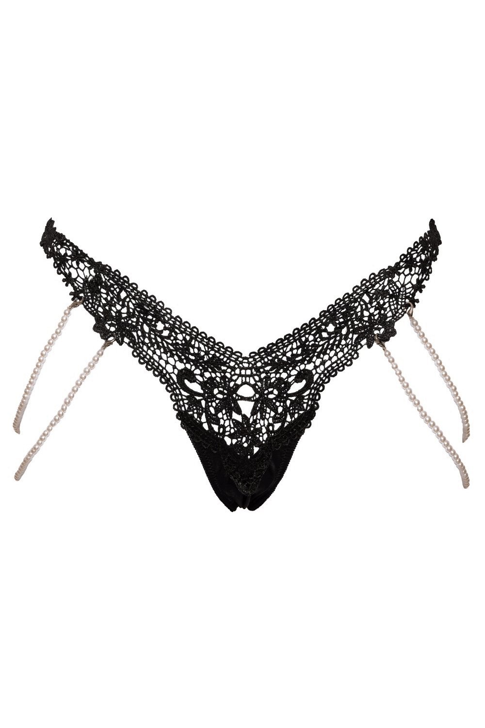 String sexy en dentelle à chaînes de perles amovibles