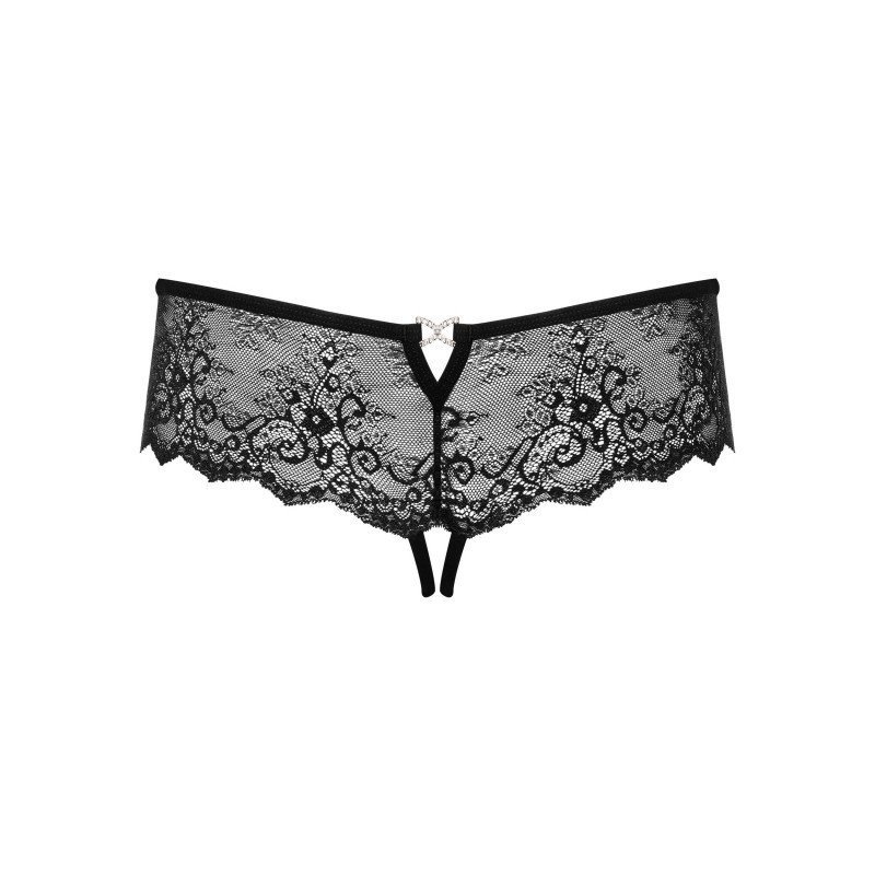Tanga ouvert sexy à bande de dentelle florale
