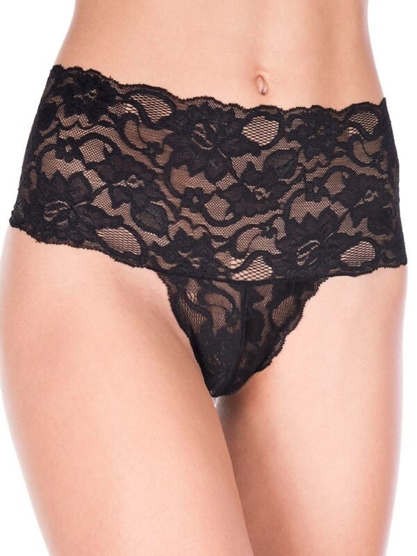 Tanga string sexy grande taille à large dentelle