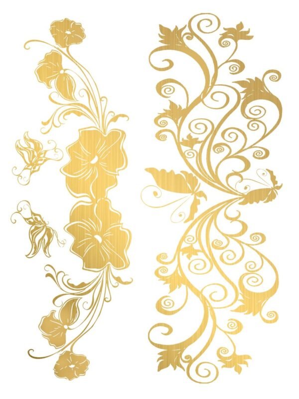 Tatouages éphémères dorés lianes fleuries