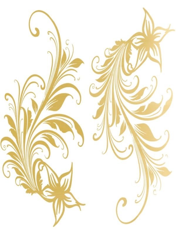 Tatouages éphémères dorés volutes végétales