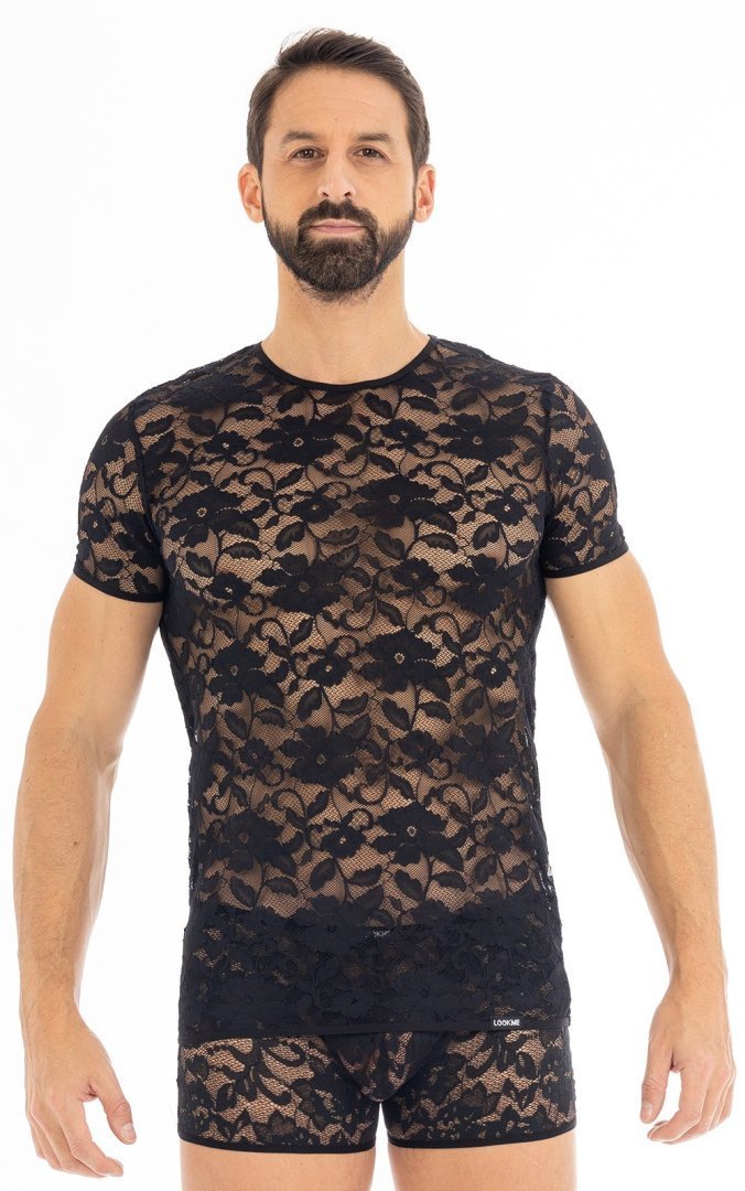 Tee-shirt en dentelle sexy pour homme