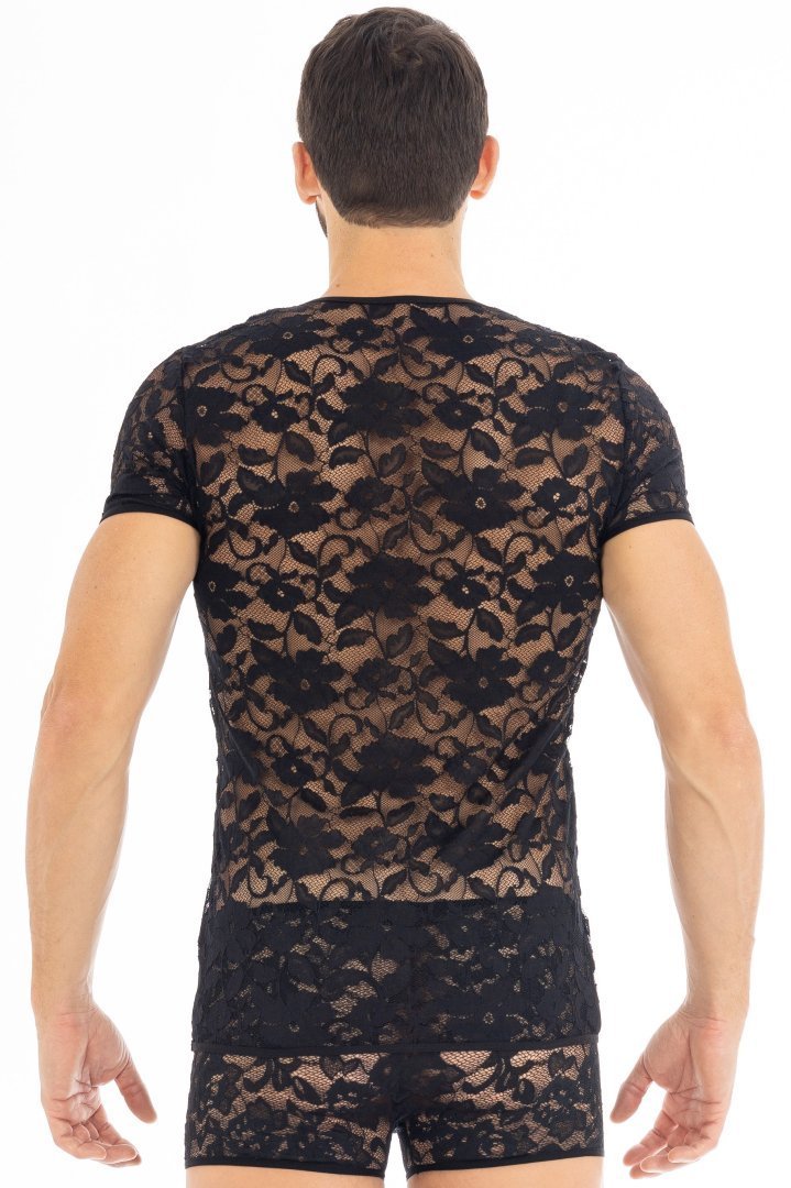 Tee-shirt en dentelle sexy pour homme