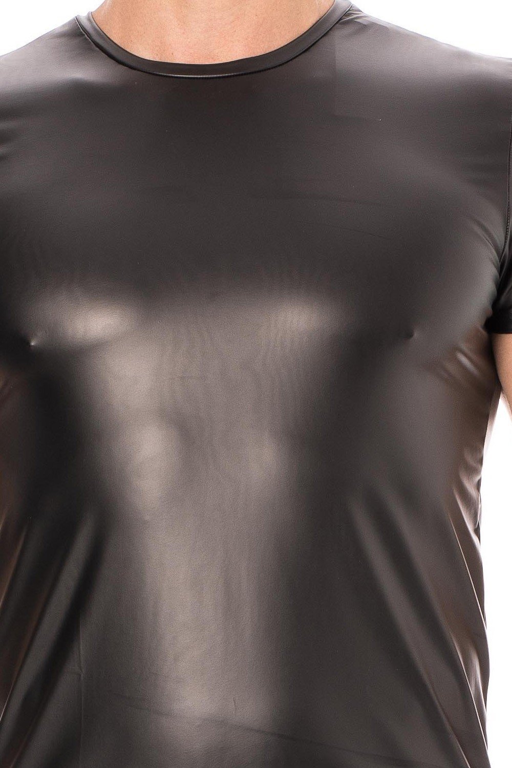 Tee-shirt sexy homme en simili cuir noir