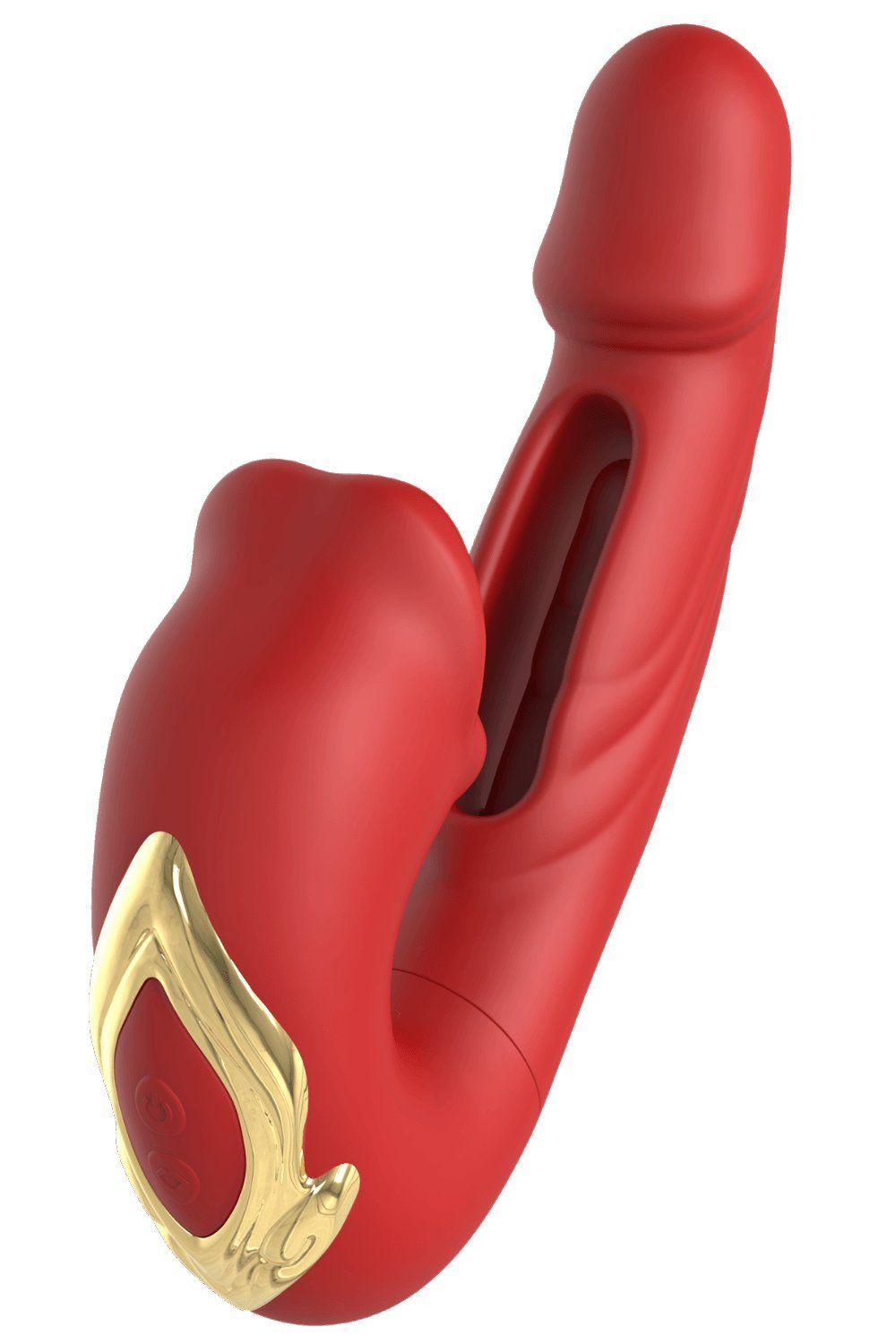 Vibromasseur avec stimulateur de clitoris rouge