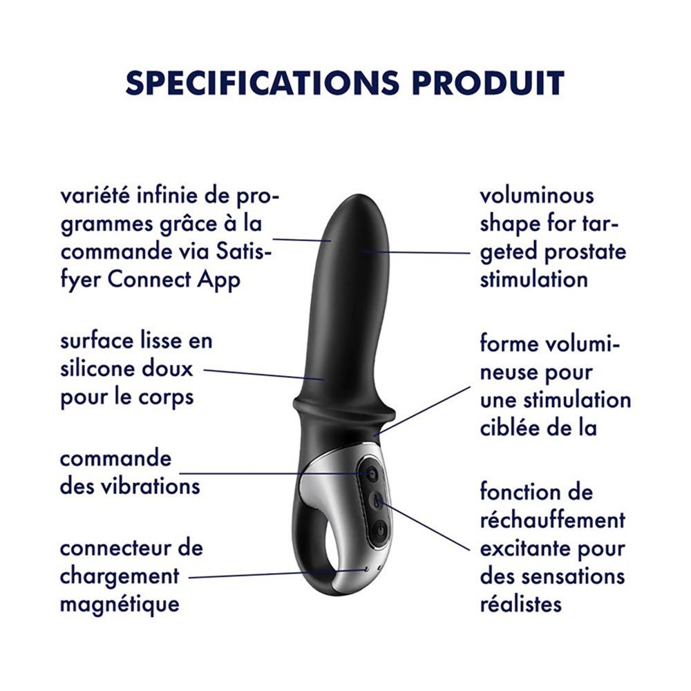 Vibromasseur chauffant connecté noir