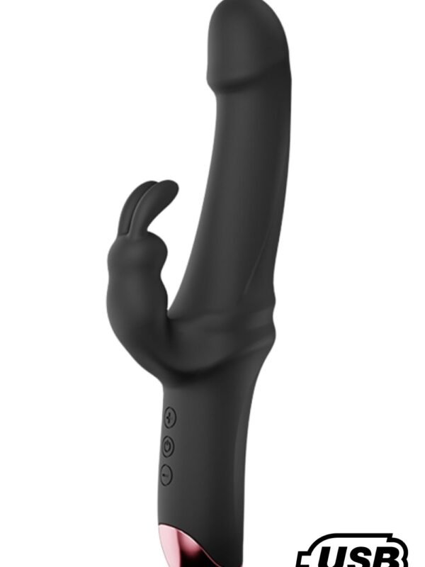 Vibromasseur rabbit en silicone médical noir